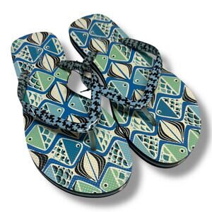 Vera Bradley Blue White Aqua Go Fish Flip Flops NEW with Tags 7-8